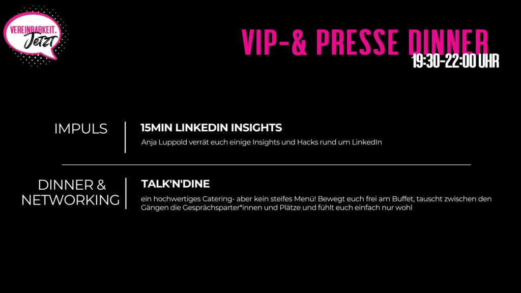 VIP Dinner Programm